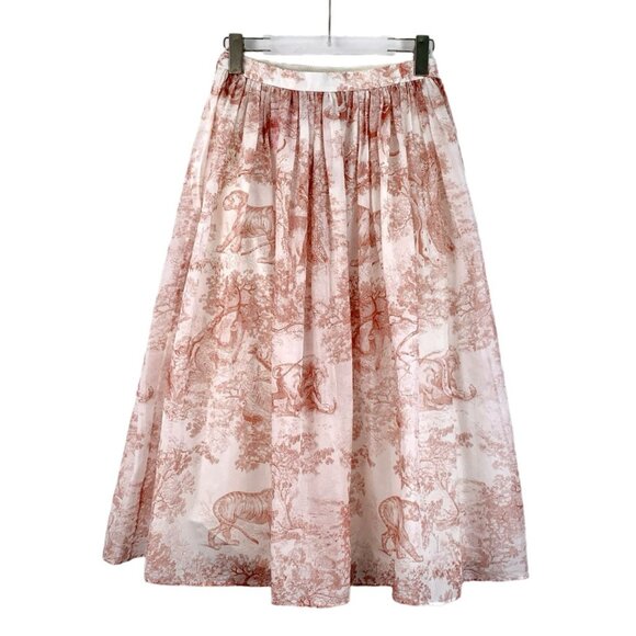 Christian Dior Light Pink Jungle Animal Print Cotton Skirt 36 XS Made In France - Picture 6 of 6